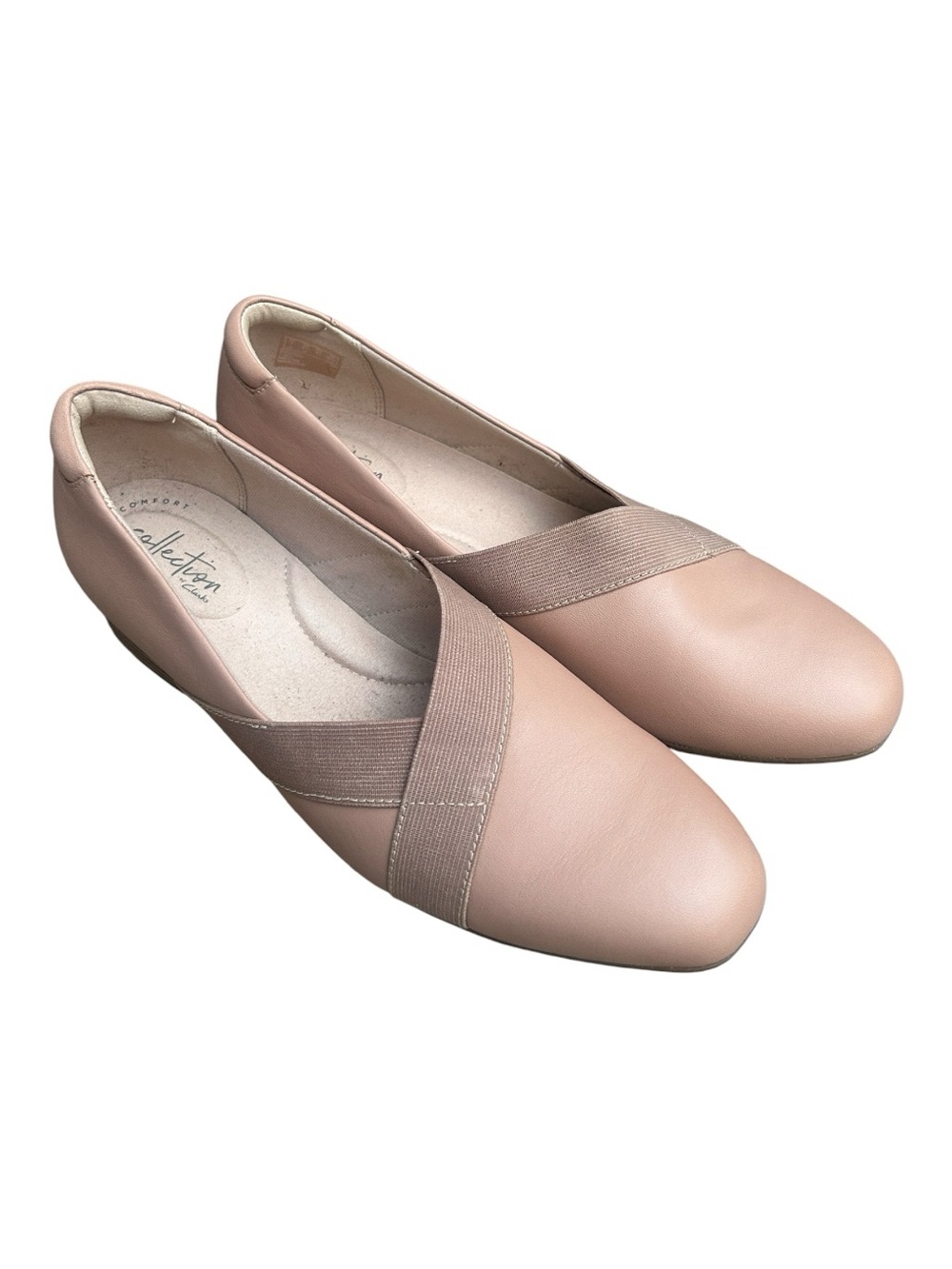 Clarks Collection Juliet Dahlia Praline Blush Leather Slip On Shoes Size 9.5